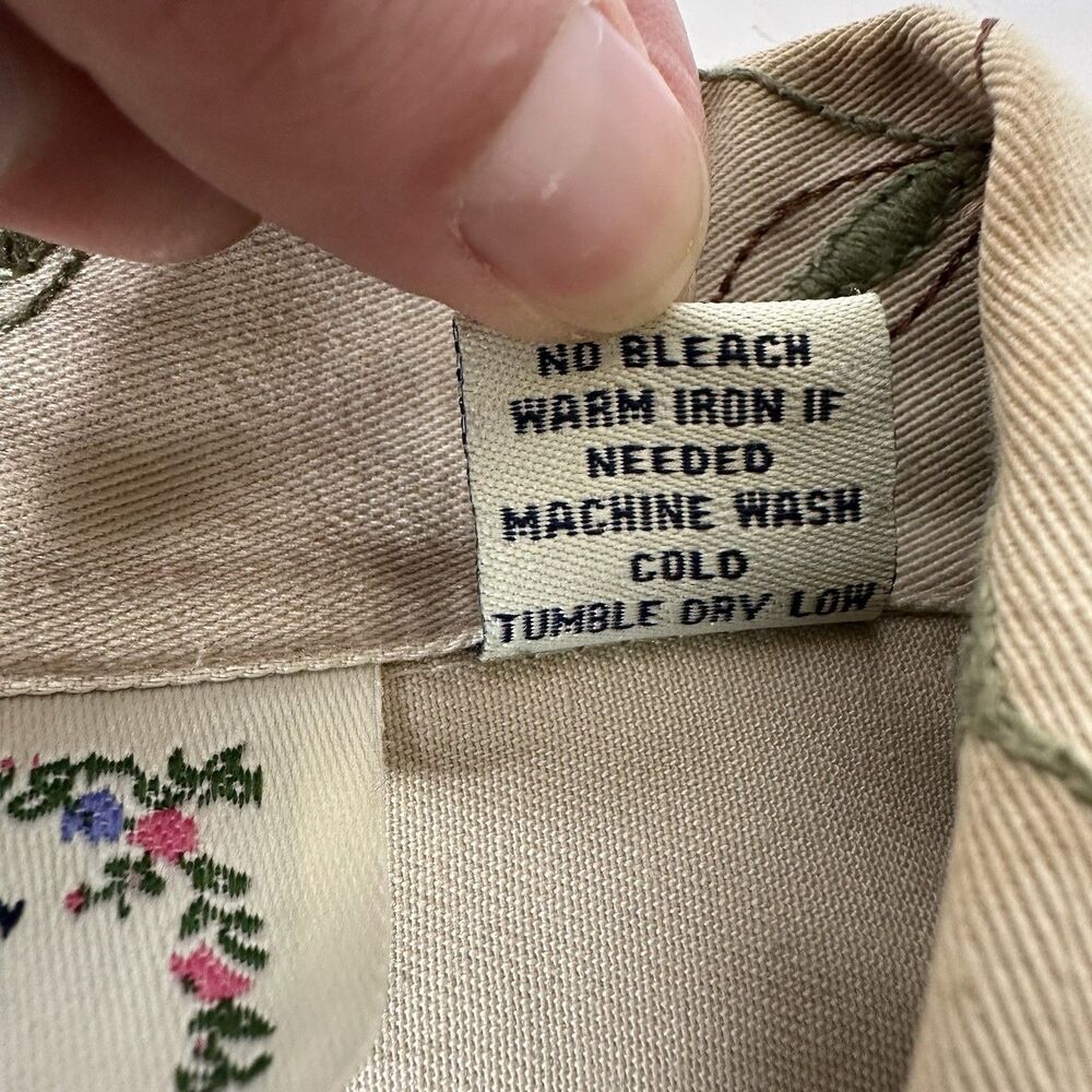Tantrums Embroidered Floral Khaki‎ Jacket Size XL Vintage Fall Cottagecore Boho - Picture 6 of 16